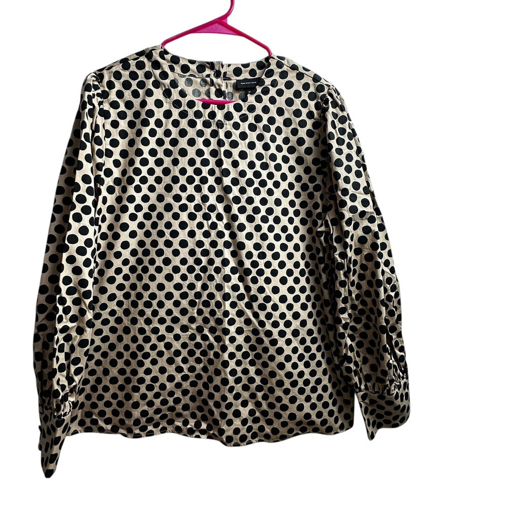 Who What Wear Polka Dot Blouse Long Sleeve Button Cuff XL
